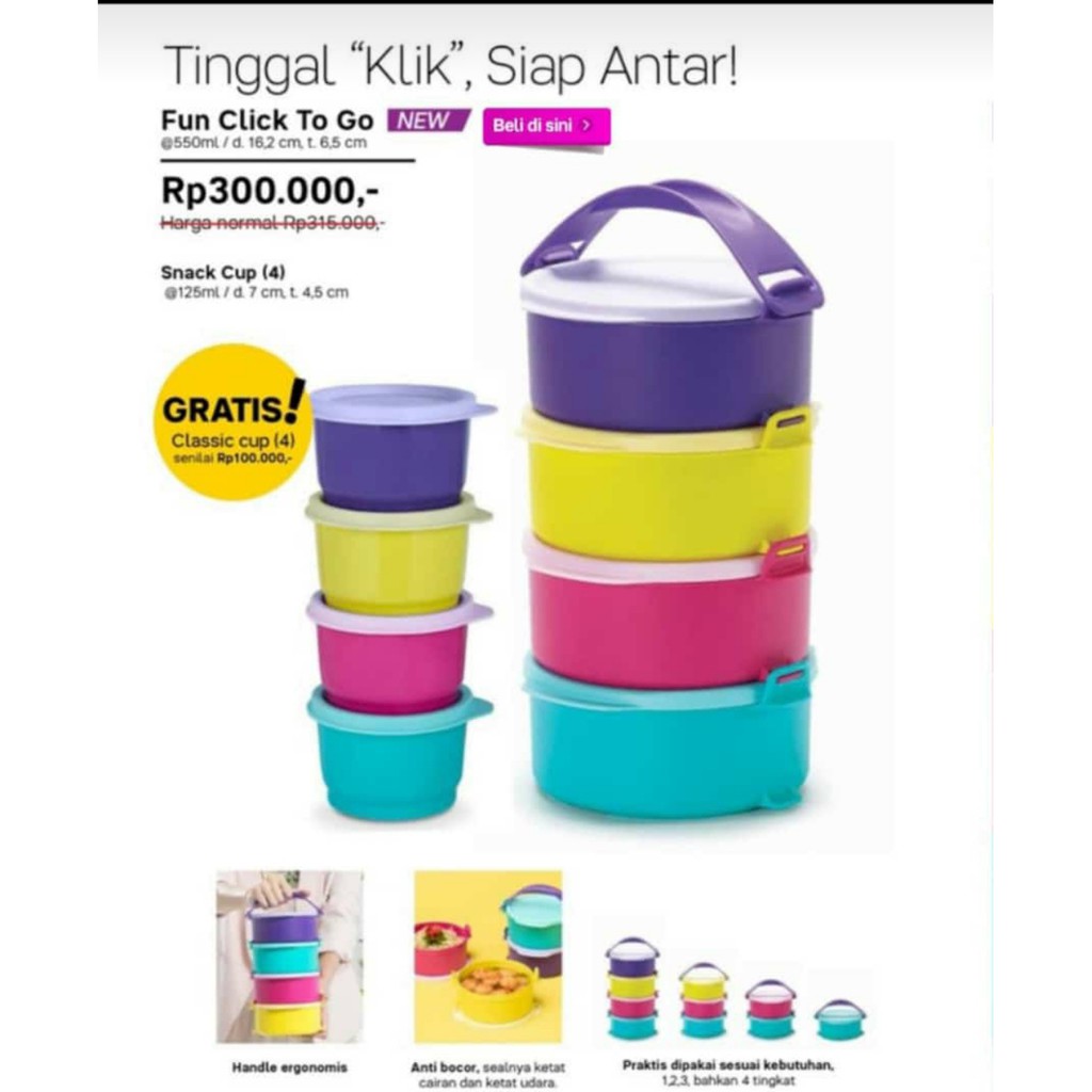 Fun Click To Go Tupperware / Rantang makanan / Tuppy