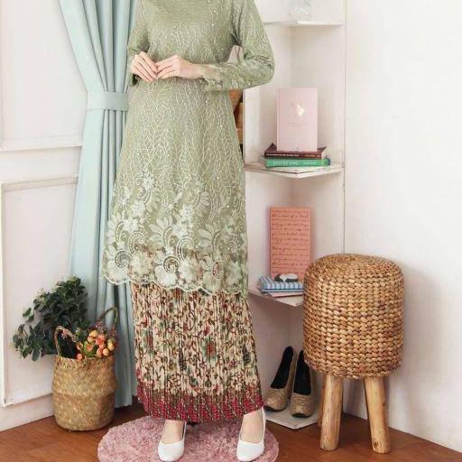 ( REALPICT ) Kebaya Tunik Tulle Bordir - Kebaya Novie Kebaya - Kebaya Modren - Set Kebaya Brukat