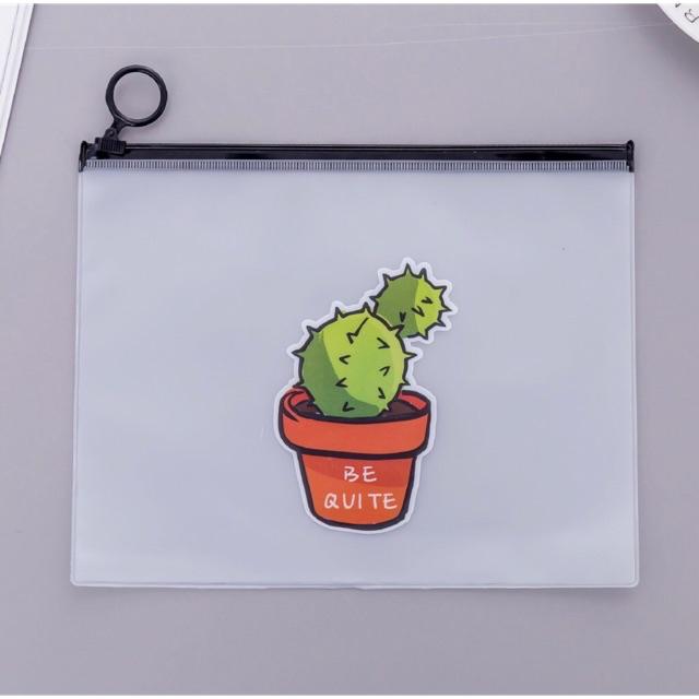 TEMPAT PENSIL TRANSPARAN KAKTUS / Kantong Transparan / Tempat Alat Tulis Kaktus-Kaktus 1