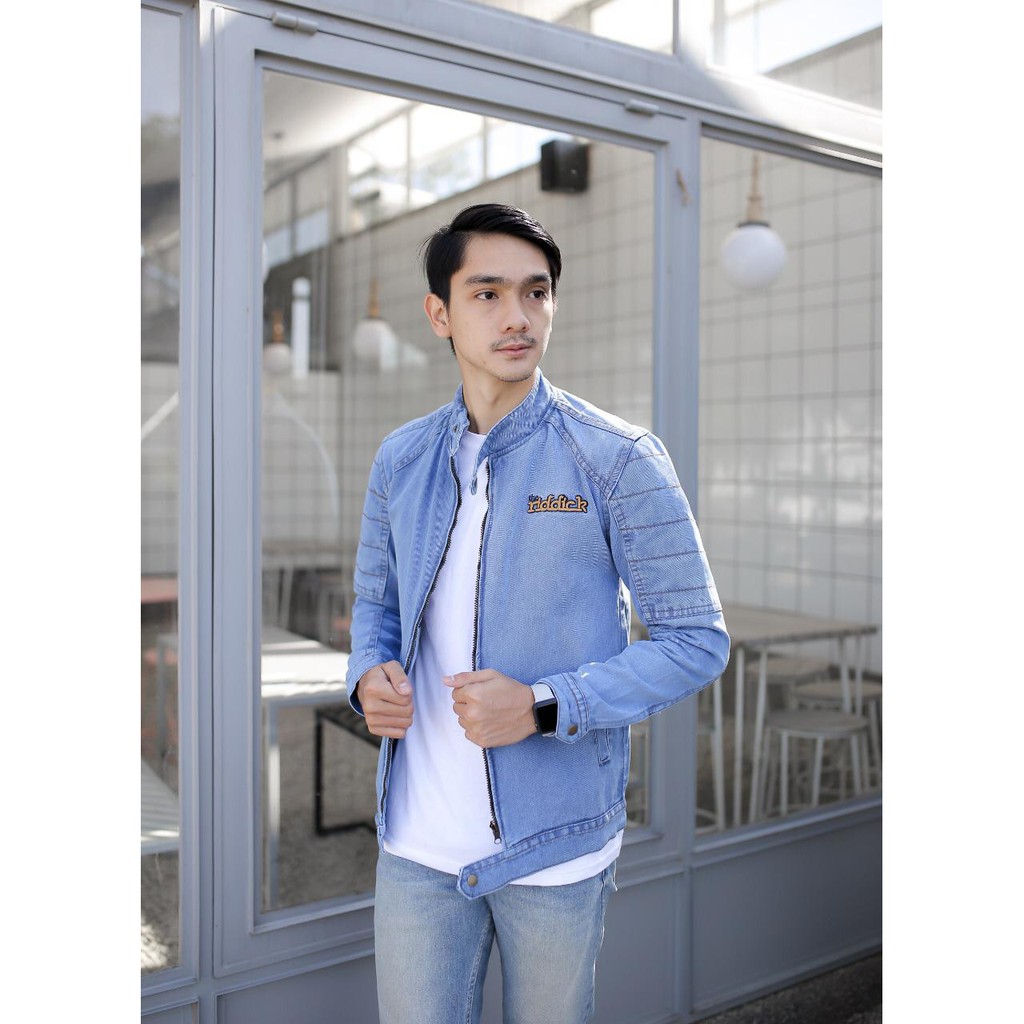 Jaket Pria Terkini Racing Anime Casual Korea Kain M1J8 Terbaru Waterproof Sport Bolak Balik Elegan O