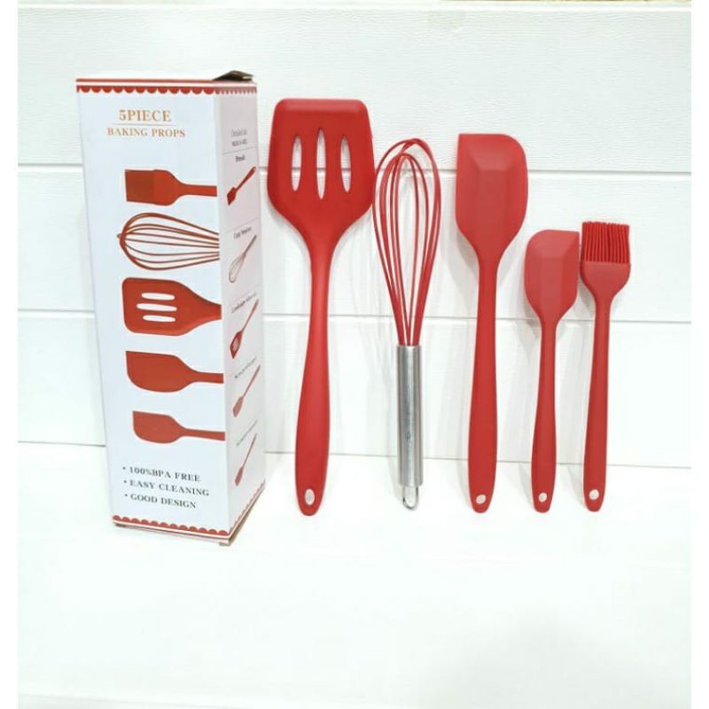 0SPATULA SILICON SET 5 IN 1 KEMASAN DUS ADA 5 WARNA