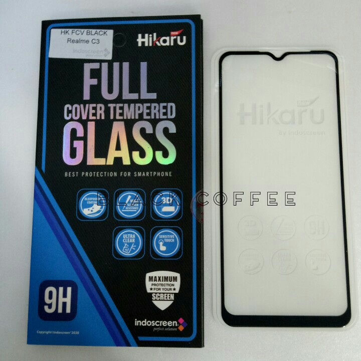 Tempered glass full realme C3 screen guard Hikaru FCV
