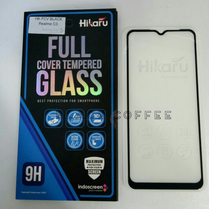 Tempered glass full realme C3 screen guard Hikaru FCV