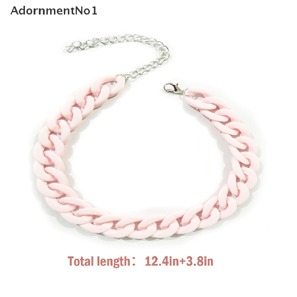 (AdornmentNo1) Kalung Choker Rantai Tebal Bahan Akrilik Warna Putih Untuk Pria / Wanita