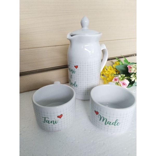 Hampers Pernikahan Kado Pernikahan Unik Set Teko Cangkir Custom Text-2
