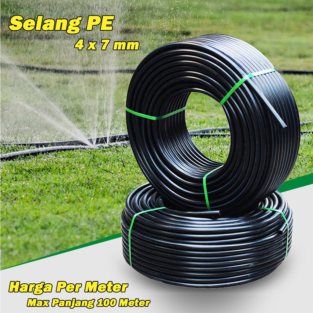 PERMETER Selang PE 4 x 7 mm ECERAN 7mm 4/7 Hidroponik PVC Fertigasi Irigasi Air Hitam Tanaman ECR-PE