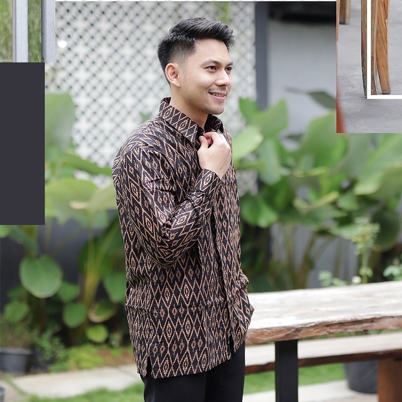 Kemeja Batik Pria Lengan Panjang Modern Ukuran M L XL XXL Hem