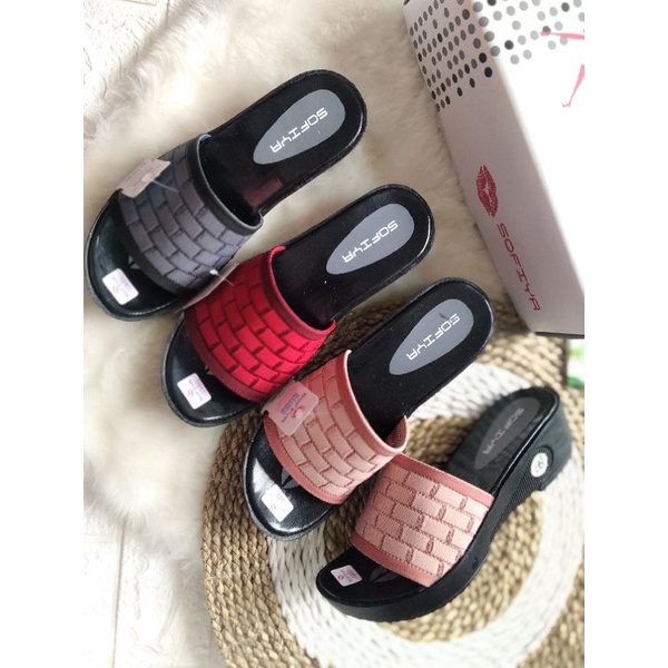 Sandal wanita terbaru/nevada terlaris/wedges shopia motif kotak