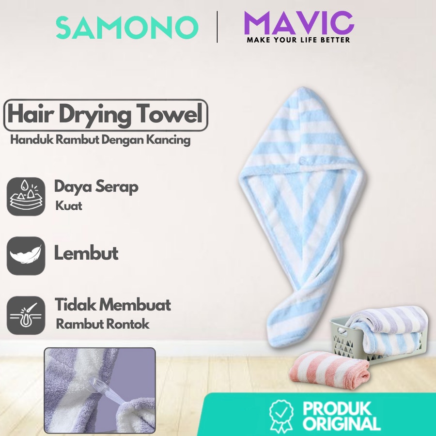 Samono Handuk Rambut Keramas Hair Dryer Fleece Cepat Kering Fiber Magic Towel Lembut Handuk Turban Pengering Rambut dengan Tali Pengikat ST10 TERMURAH