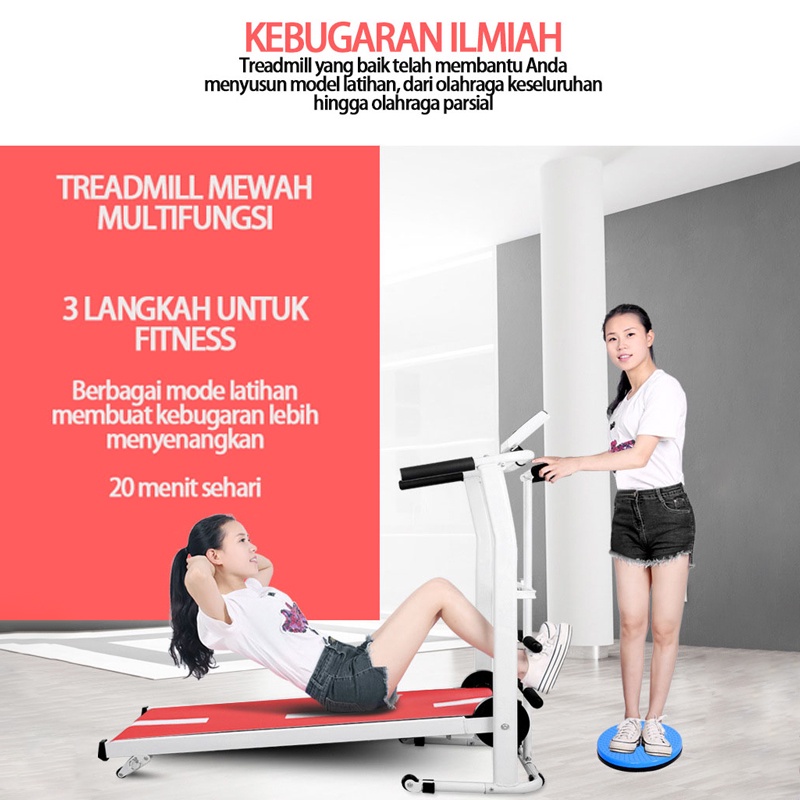 Treadmill rumah tangga lipat kecil mini 7 in 1 sederhana berjalan mesin multi-fungsi pelangsing peralatan kebugaran diam dalam ruangan