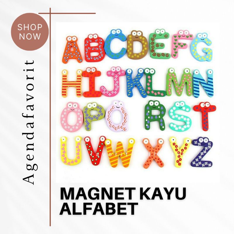 Magnet tempelan kulkas kayu ABC alfabet abjad huruf /mainan magnet kayu huruf / magnet abjad alfabet