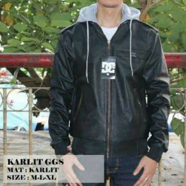 Jaket Kulit GGS Hoodie Abu