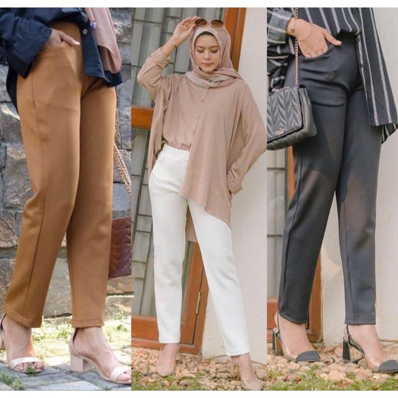 basic Celana kerja pinggang karet HIGHWAIST JUMBO