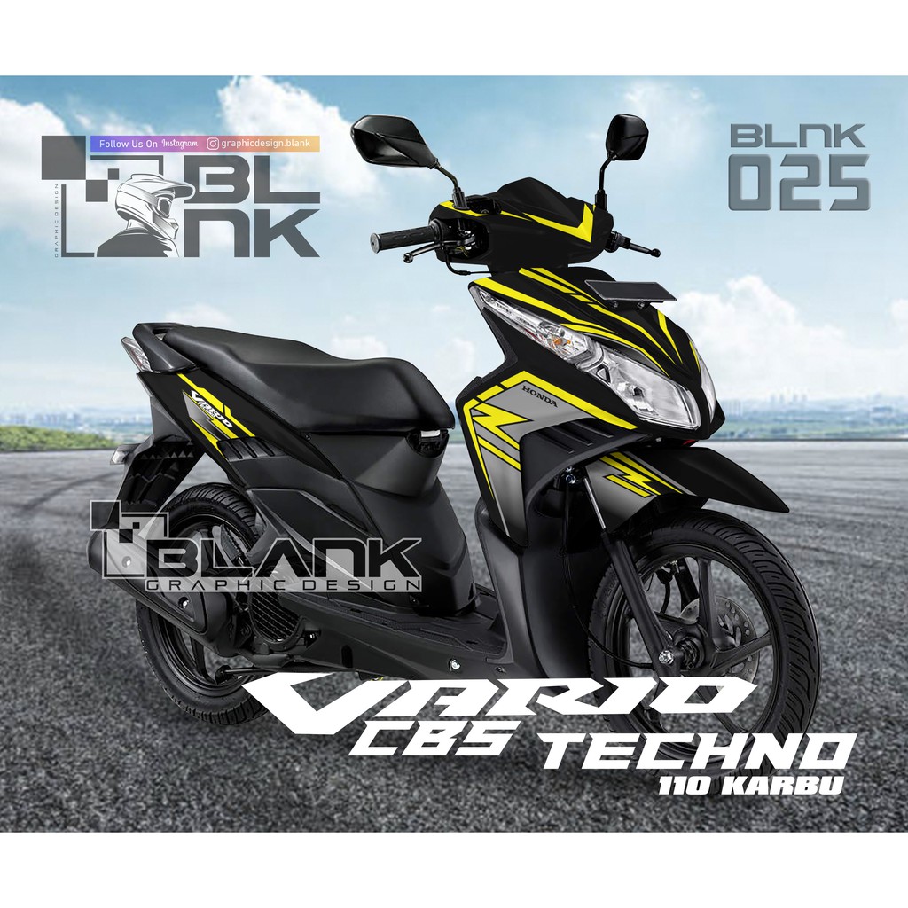Stiker Decal Motor Vario CBS Techno 110 Karbu - BLNK-025 Yellow Stripe