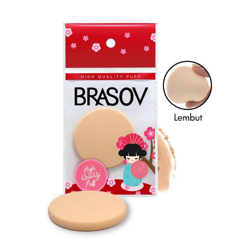 ~ PIYOSHI08 ~ BRASOV Spon Bedak Foundation Sponge Puff Make Up Tools Kotak &amp; Bulat PC07