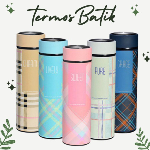 Termos Motif Batik Kotak Termos Panas Dingin Vacuum Flask 500 ML