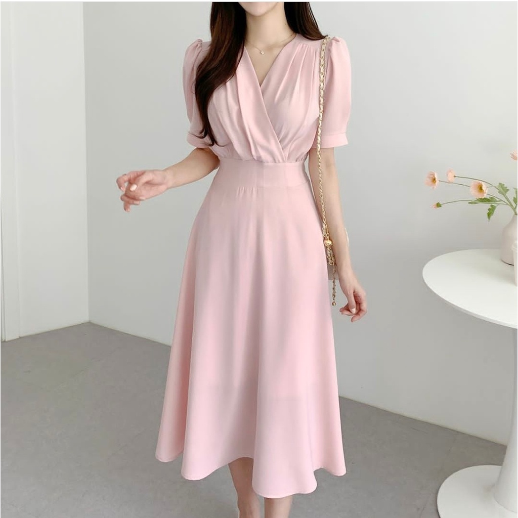 AS FASHION-COD-BAJU MIDI DRES WANITA CASUAL TERBARU-DRES MURAH-DRES NATAL