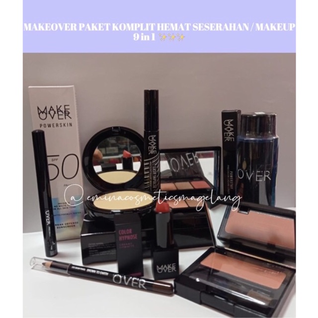 MAKE OVER PAKET HEMAT SET MAKEUP 9 in 1 UNTUK SESERAHAN / KADO