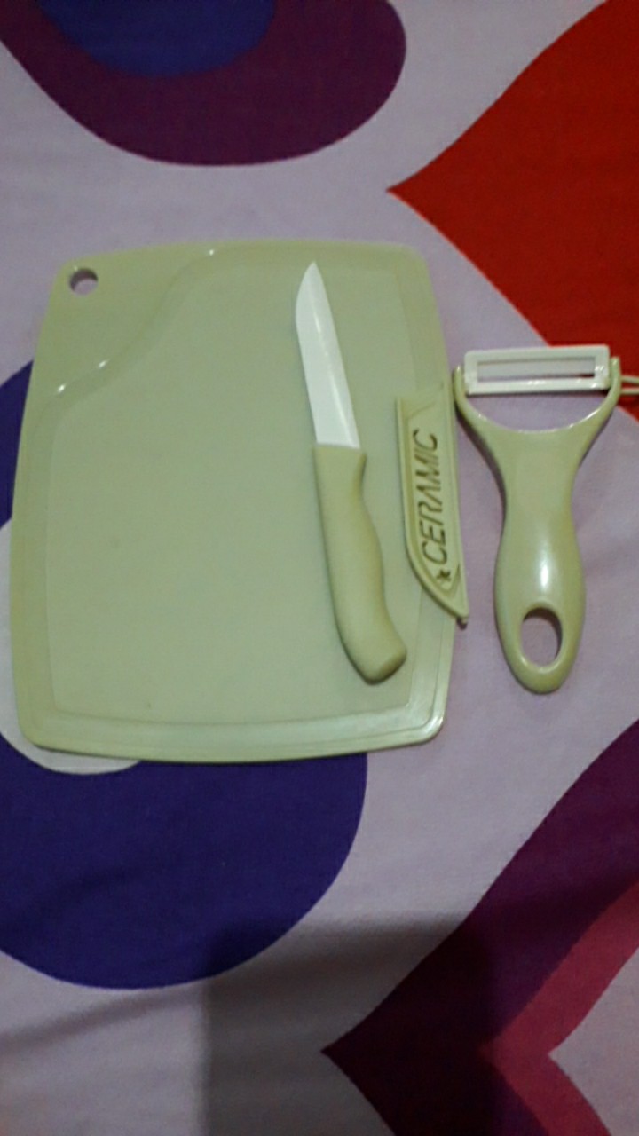 Pisau Set Keramik / Talenan Set + Knife Set + Peeler Pengupas Buah