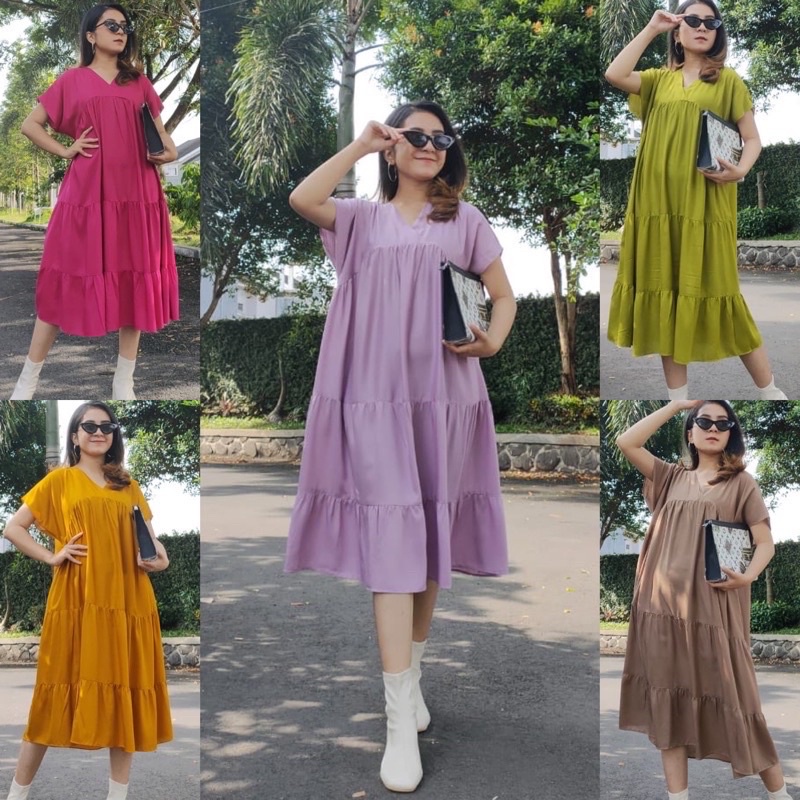 Daster Viral Ruffle Kekinian Rayon Premium Lengan Pendek Murah Jumbo LD 120 Non BusuiDaster Viral Ruffle Kekinian Rayon Premium Lengan Pendek Murah Jumbo LD 110 - 120 Non Busui