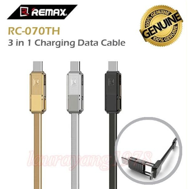 Kabel Data Remax Gplex 3 in 1 Fast Lightning Micro USB Type C RC-070th