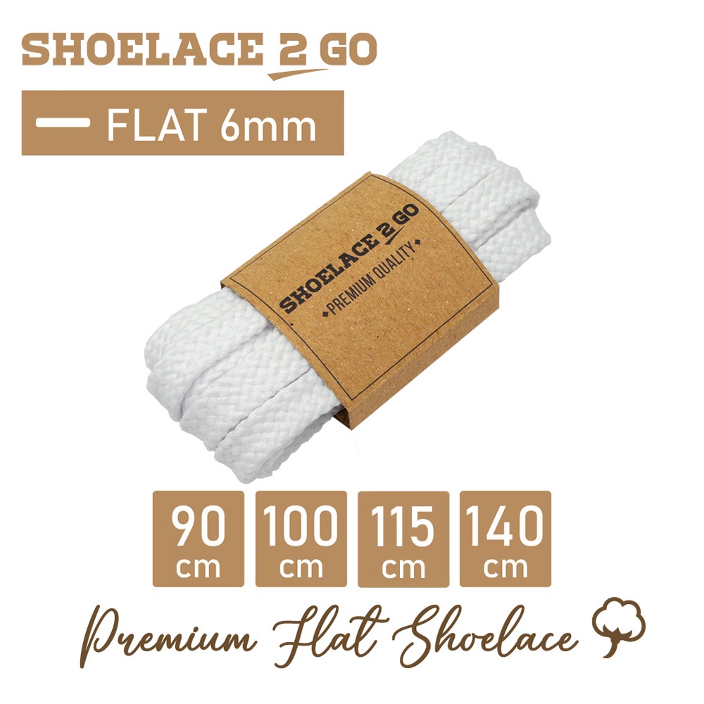 SHOELACE 2 GO - TALI SEPATU PREMIUM FLAT WHITE - PUTIH 10