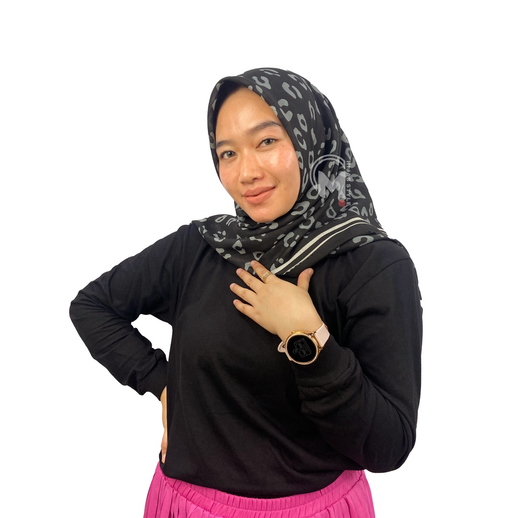 Mecca Hijab Voal Segi Empat Motip macan Lasercut Printing Premium II Hijab Voal Motif II Kerudung Segi Empat Motif
