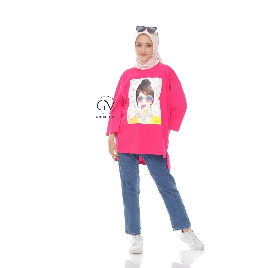 Tunik kaos oversize wanita by givi | atasan kaos wanita terbaru