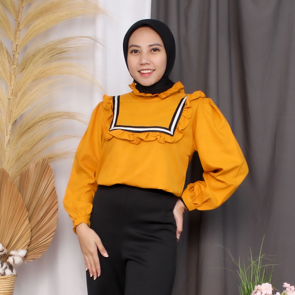 RX Fashion - Boni Top / Blouse Wanita / Atasan Korean Style ( gratis Ongkir ) -BN-MUSTARD