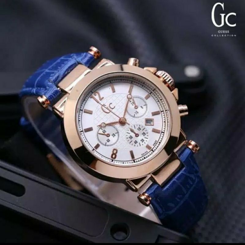 Jam Tangan Pria / Wanita GC Guess Collection Chrono Kulit Quartz Analog GC001 Import Premium GC001/ C1-3
