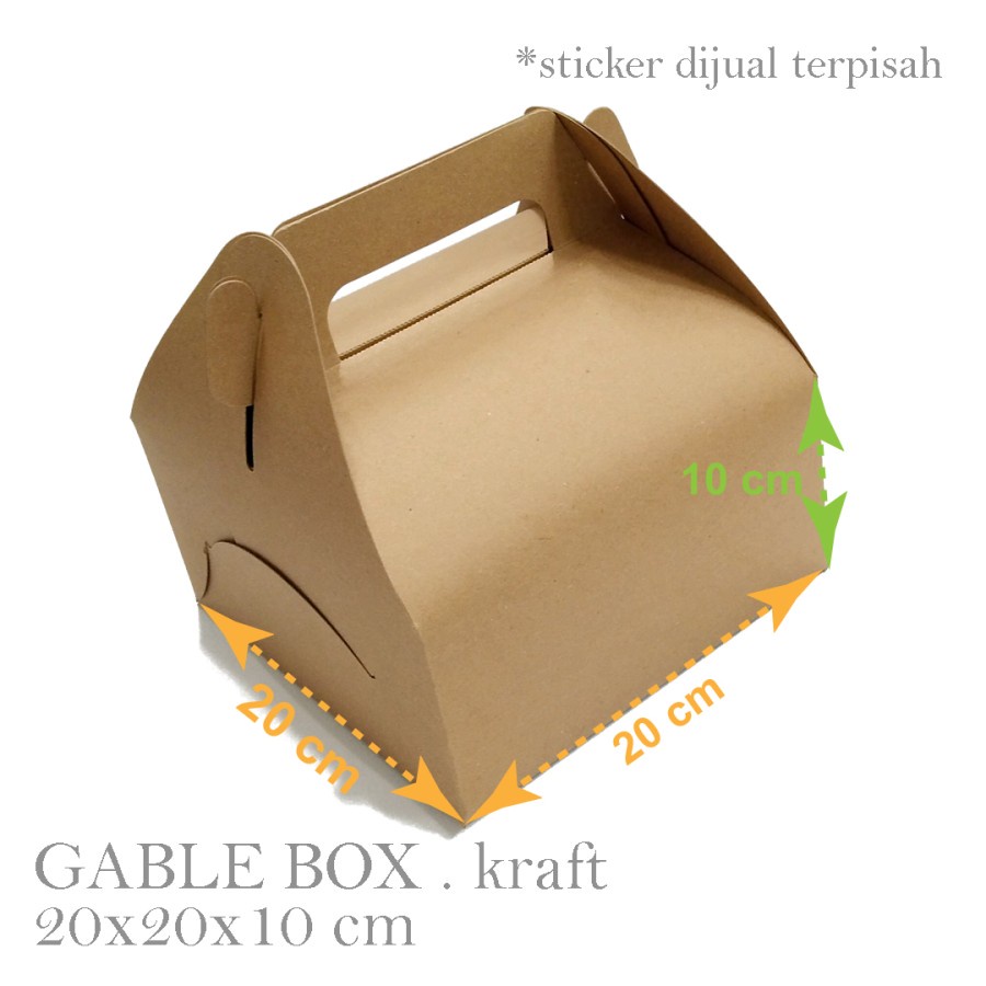 

[HARGA 10PCS] GABLE BOX : 20x20x10 cm / snack box / hampers / box lebaran / box kue