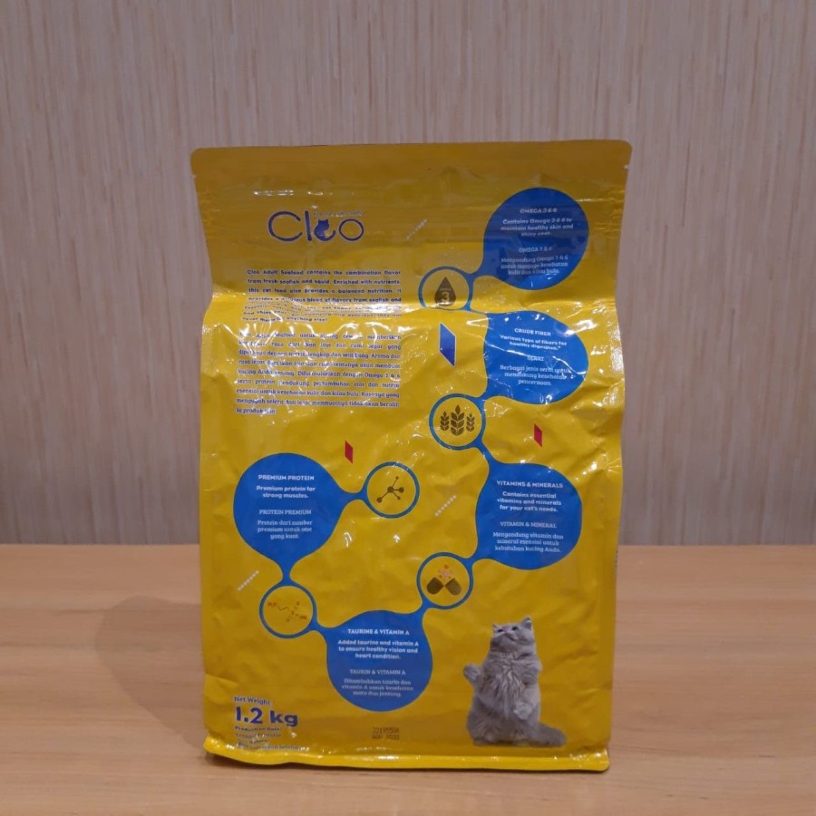 Cleo Seafood Adult Cat Food 1.2kg 1,2 1.2 kg 1,2kg Makanan Kucing Dry