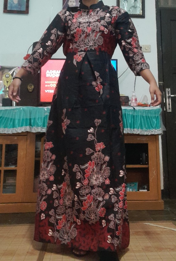 Batik Couple Keluarga Sania Ruffle Ori Ndoro Jowi Dnt Motif Sakura Merah Termurah