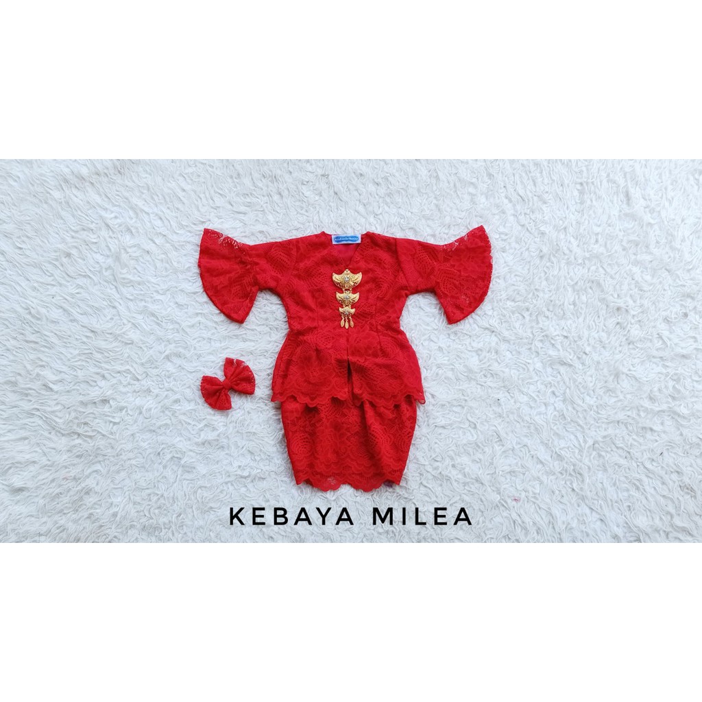 KEBAYA ANAK MODEL MILEA WARNA MERAH (TANPA BROS) / KEBAYA ANAK / KEBAYA NEWBORN / KEBAYA MODERN