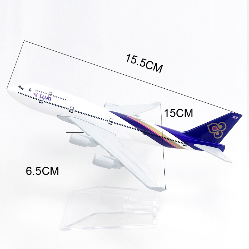 Thai Airways Boeing 747model Pesawat Die-cast Alloy Metal B747 Pesawat Airways Model Mainan 16CM