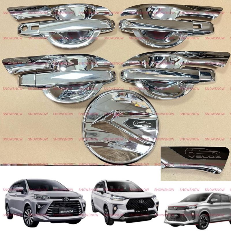 Paket Outer Handle Tank Cover Avanza Xenia Veloz 2022 2023 2024 UP GR SPORT Hitam Chrome