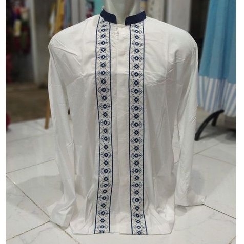 Baju koko putih taqwa lengan panjang atasan koko bordir dewasa