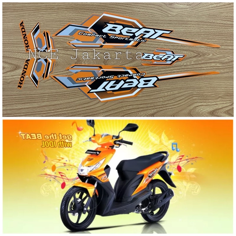 STIKER STRIPING BEAT CARBU 2008 OREN ORANGE