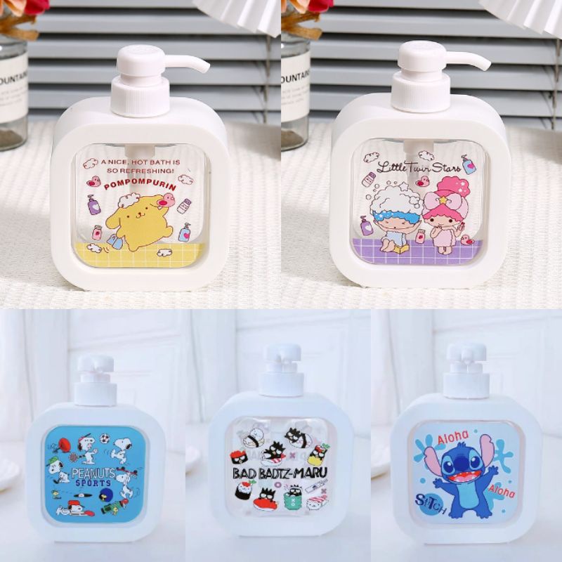 Botol sabun pump travel set kuromi my melody little twin star hello kitty cinnamoroll batzmaru pompompurin stitch snoopy