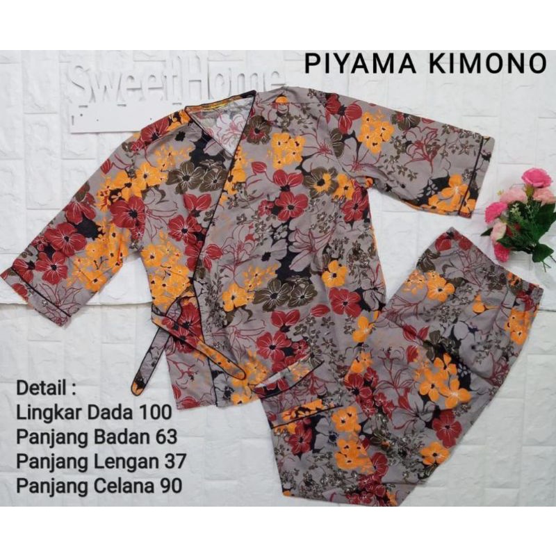 SET BAJU TIDUR HP KIMONO BUNGA BAJU TIDUR SETELAN WANITA KEKINIAN ( CP KIMONO BUNGA ) BUMIL