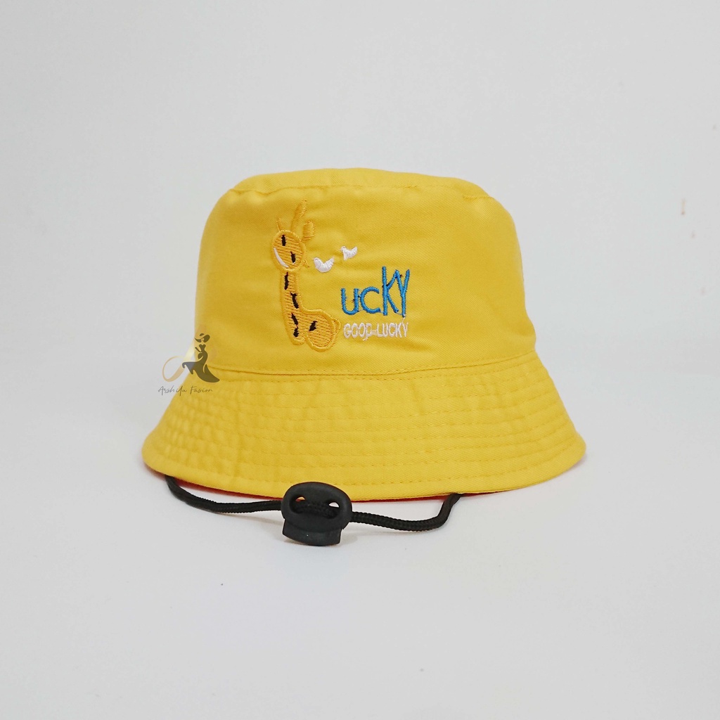 Topi Bucket Anak Bordir Good Lucky Ada Tali/ Bucket Bordir Anak Laki Laki Perempuan