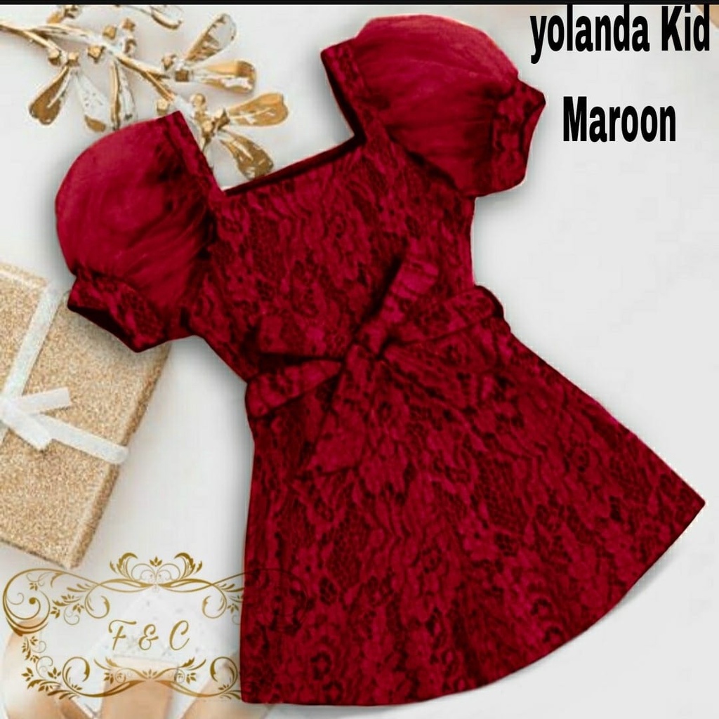 PCS DRESS YOLANDA KID FASHION PAKAIAN ANAK PEREMPUAN BAHAN BRUKAT FE