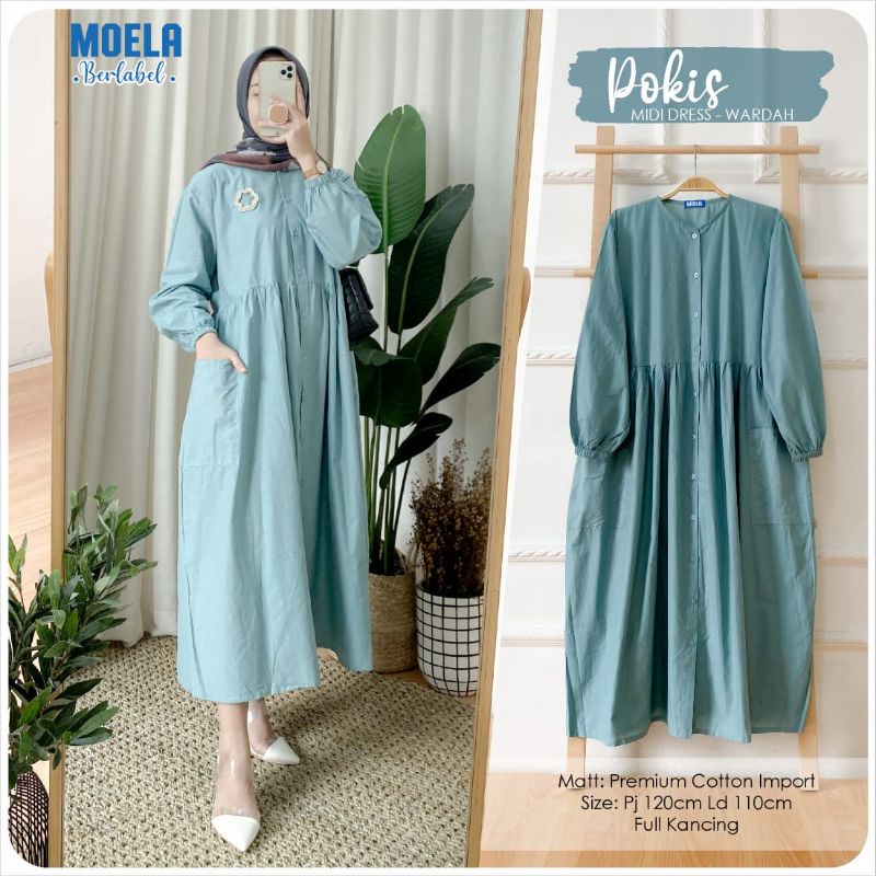POKIS MIDI DRESS KOREAN STYLE LD 110 PREMIUM KATUN IMPORT BY MOELA