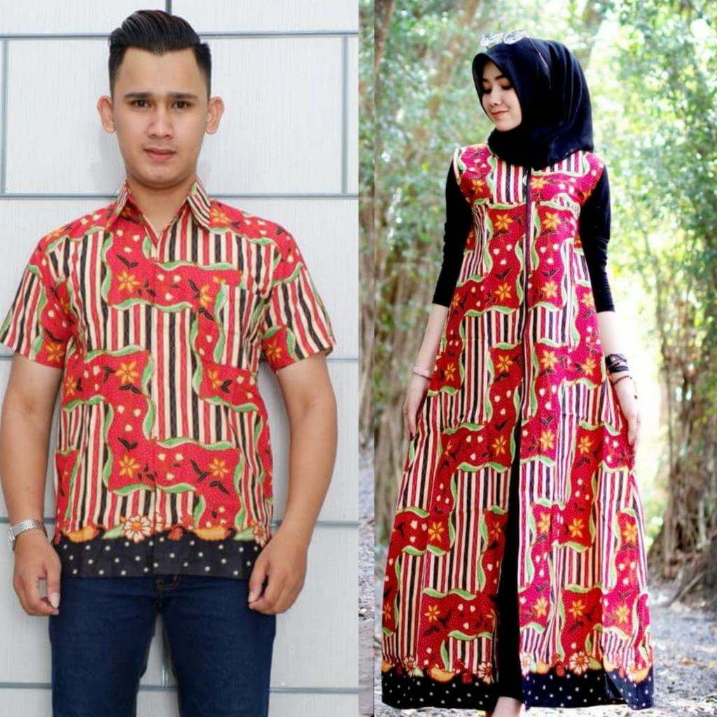 COUPLE BATIK KEMEJA PRIA WARNA KARDIGAN WANITA PANJANG PREMIUM MODERN WARNA