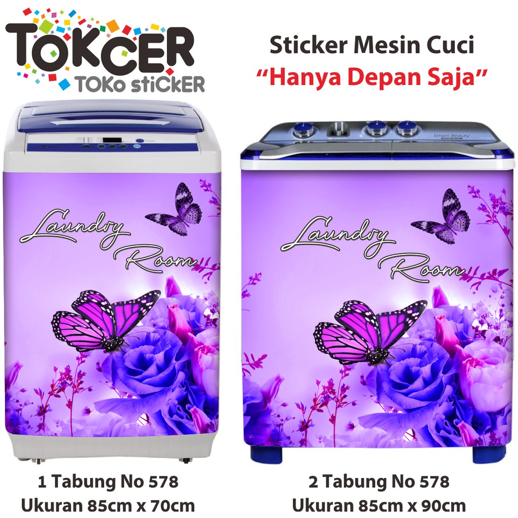 Stiker Mesin Cuci motif Kupu-kupu LILAC