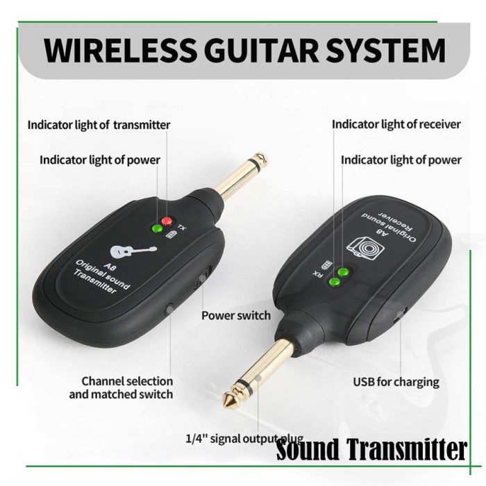 Jack Transmitter Wireless Sound Transmitter Receiver UHF Tanpa Kabel