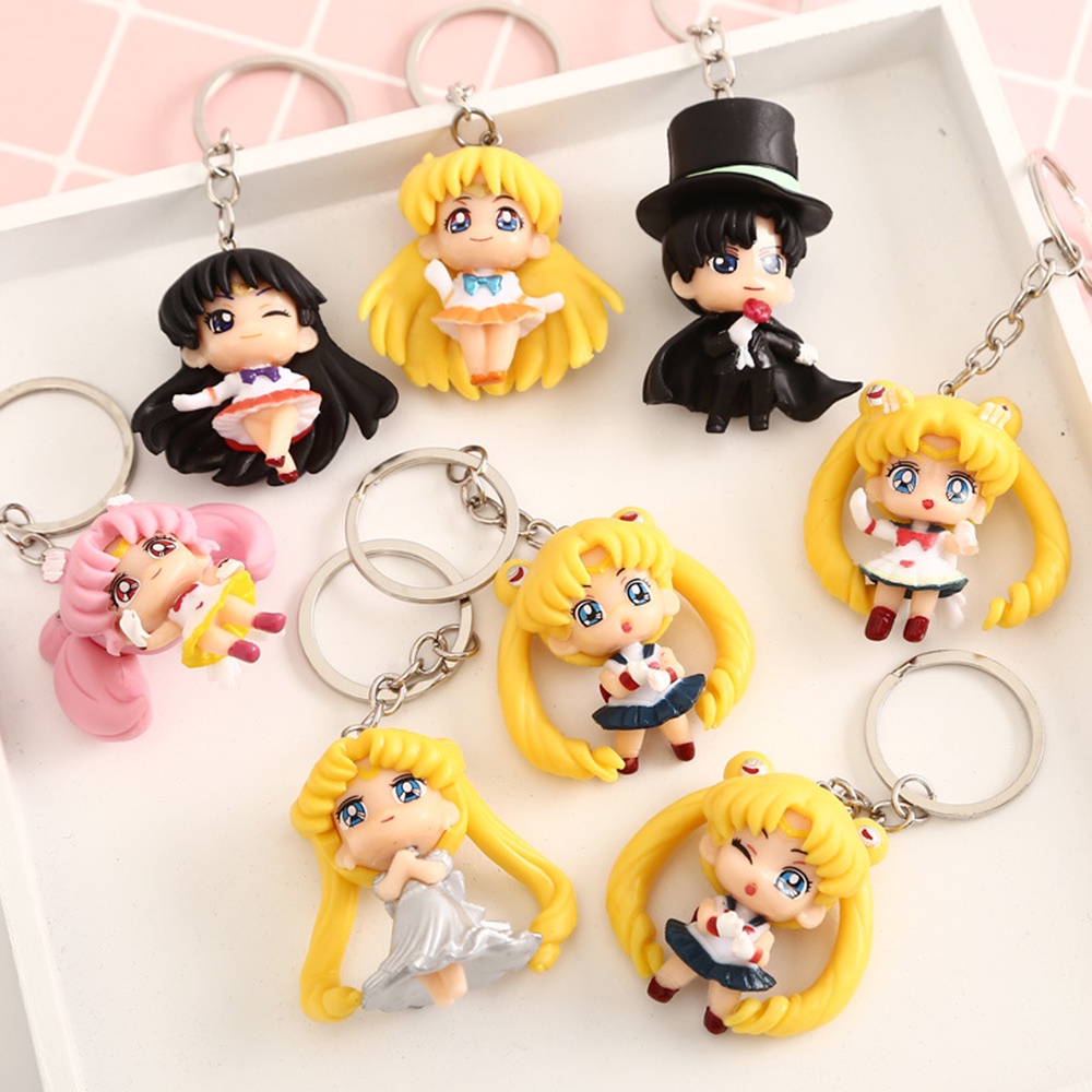 Needway  Men Sailor Moon Key Chain Kawaii Key Chains Anime Keyring Women Creative Gifts Japanese Anime Personality Cosplay Bag Pendants