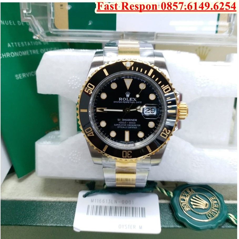 Cash Back Jam Tangan Rolex Submariner 116613LN Yellow Gold SS 904L VSF 1:1 Garansi 1th