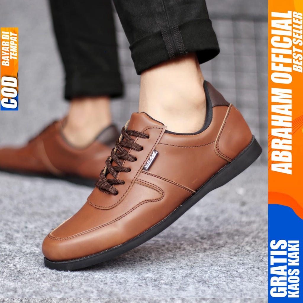 ABRHM COSENZA Sepatu Formal Casual Pria Kerja Cowok Kulit Pu Original