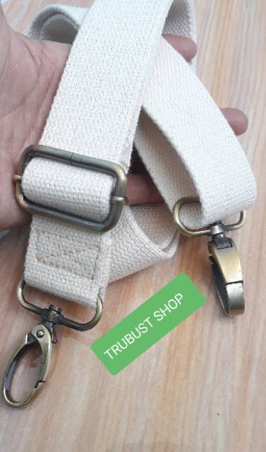 Tali tas slempang slendang stap bag 3,8cm bahan katun warna broken white